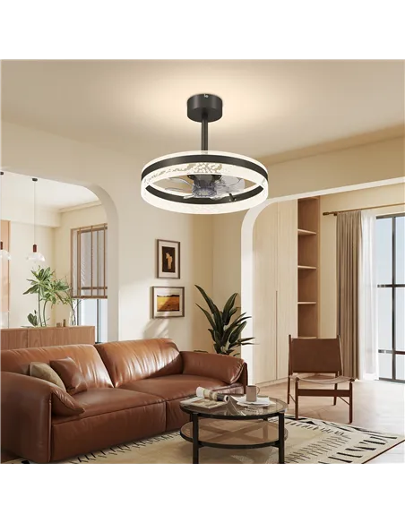 HOMCOM Ceiling Fan with LED Light and Remote - Black