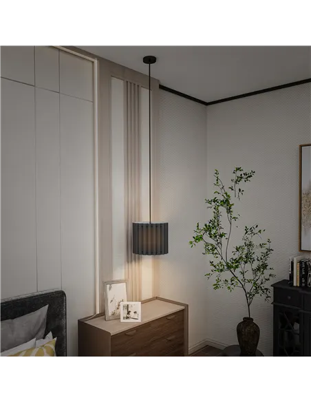 HOMCOM Linen Pendant Light, Bedside Ceiling Lamps with E27 Bulb, Modern Hanging Lights for Living Room, Bedroom, Kitchen, Hallwa