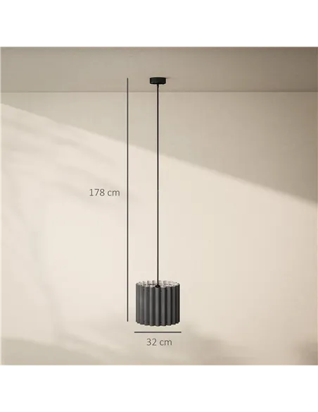 HOMCOM Linen Pendant Light, Bedside Ceiling Lamps with E27 Bulb, Modern Hanging Lights for Living Room, Bedroom, Kitchen, Hallwa