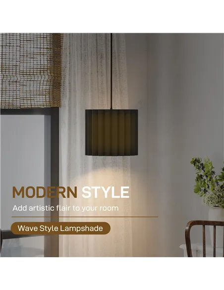 HOMCOM Linen Pendant Light, Bedside Ceiling Lamps with E27 Bulb, Modern Hanging Lights for Living Room, Bedroom, Kitchen, Hallwa