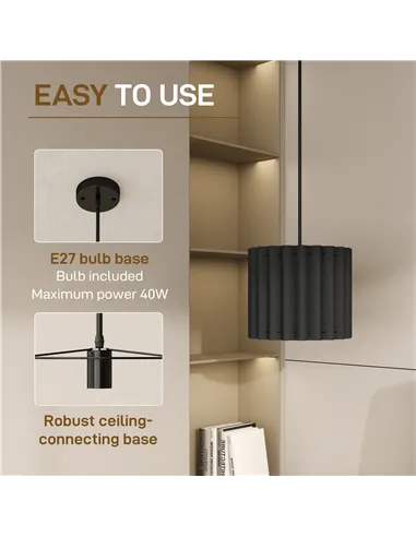 HOMCOM Linen Pendant Light, Bedside Ceiling Lamps with E27 Bulb, Modern Hanging Lights for Living Room, Bedroom, Kitchen, Hallwa