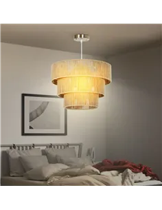 HOMCOM Hemp Rope Ceiling Light, 3-Layer Boho Pendant Light, E14 Vintage Ceiling Lamp Fixtures for Living Room, Bedroom, Kitchen, 2