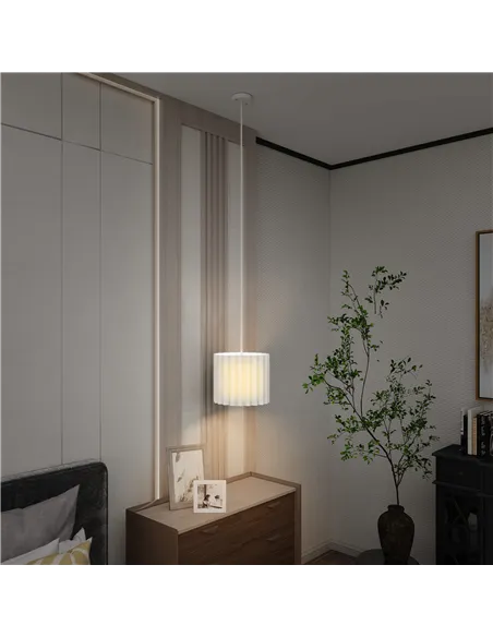 HOMCOM Linen Pendant Light, Bedside Ceiling Lamps with E27 Bulb, Modern Hanging Lights for Living Room, Bedroom, Kitchen, Hallwa