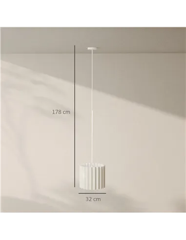 HOMCOM Linen Pendant Light, Bedside Ceiling Lamps with E27 Bulb, Modern Hanging Lights for Living Room, Bedroom, Kitchen, Hallwa