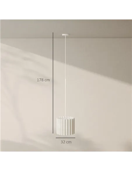 HOMCOM Linen Pendant Light, Bedside Ceiling Lamps with E27 Bulb, Modern Hanging Lights for Living Room, Bedroom, Kitchen, Hallwa
