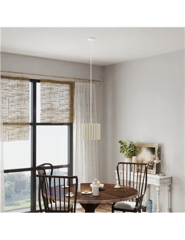 HOMCOM Linen Pendant Light, Bedside Ceiling Lamps with E27 Bulb, Modern Hanging Lights for Living Room, Bedroom, Kitchen, Hallwa