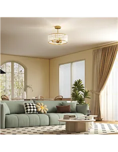 HOMCOM Crystal Ceiling Light Fixture, Semi Flush Mount Modern Crystal Chandelier Ceiling Light for Living Room, Bedroom, Hallway 2