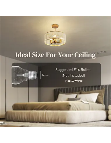 HOMCOM Crystal Ceiling Light Fixture, Semi Flush Mount Modern Crystal Chandelier Ceiling Light for Living Room, Bedroom, Hallway
