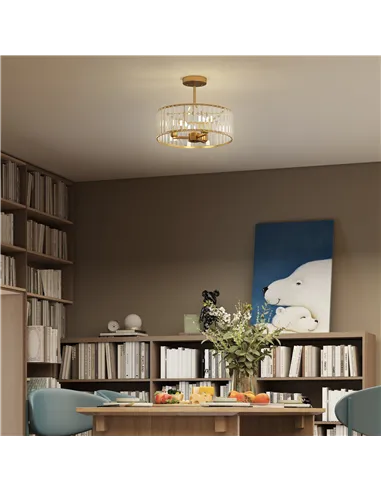 HOMCOM Crystal Ceiling Light Fixture, Semi Flush Mount Modern Crystal Chandelier Ceiling Light for Living Room, Bedroom, Hallway