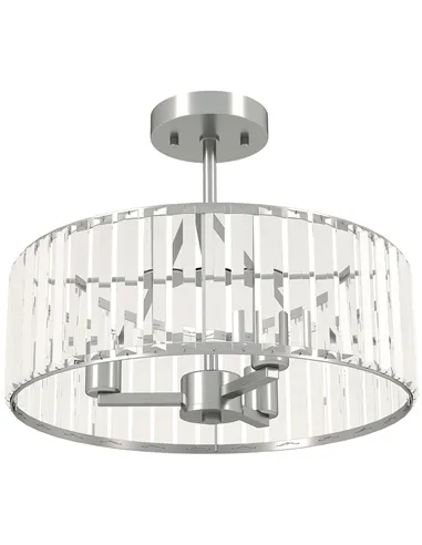 HOMCOM Crystal Ceiling Light Fixture, Semi Flush Mount Modern Crystal Chandelier Ceiling Light for Living Room, Bedroom, Hallway