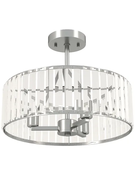 HOMCOM Crystal Ceiling Light Fixture, Semi Flush Mount Modern Crystal Chandelier Ceiling Light for Living Room, Bedroom, Hallway