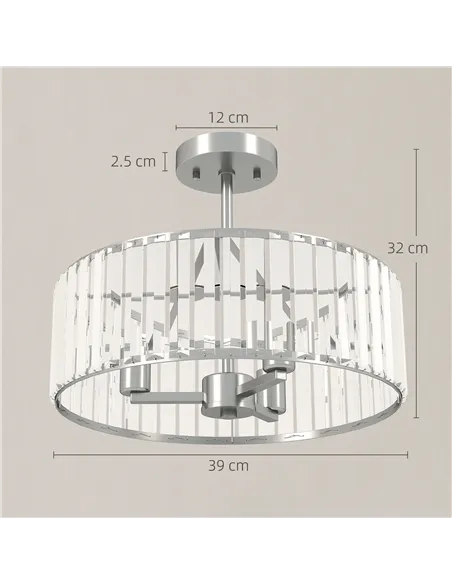 HOMCOM Crystal Ceiling Light Fixture, Semi Flush Mount Modern Crystal Chandelier Ceiling Light for Living Room, Bedroom, Hallway