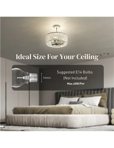 HOMCOM Crystal Ceiling Light Fixture, Semi Flush Mount Modern Crystal Chandelier Ceiling Light for Living Room, Bedroom, Hallway