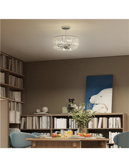 HOMCOM Crystal Ceiling Light Fixture, Semi Flush Mount Modern Crystal Chandelier Ceiling Light for Living Room, Bedroom, Hallway