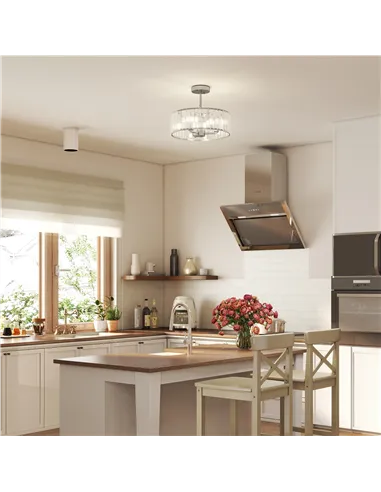 HOMCOM Crystal Ceiling Light Fixture, Semi Flush Mount Modern Crystal Chandelier Ceiling Light for Living Room, Bedroom, Hallway