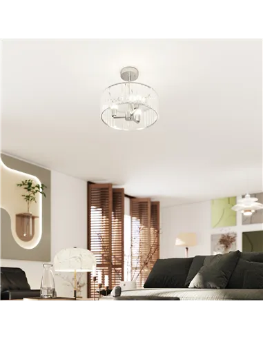 HOMCOM Crystal Ceiling Light Fixture, Semi Flush Mount Modern Crystal Chandelier Ceiling Light for Living Room, Bedroom, Hallway
