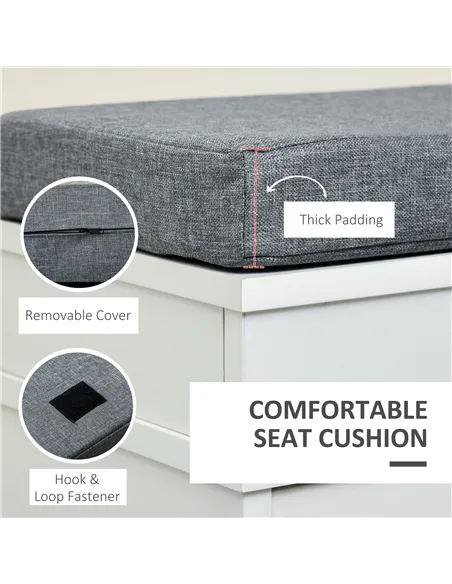 HOMCOM Shoe Storage Bench with Flip Drawers, Shoe Cabinet with Seat Cushion and Adjustable Shelf for Hallway, Entryway, Living R