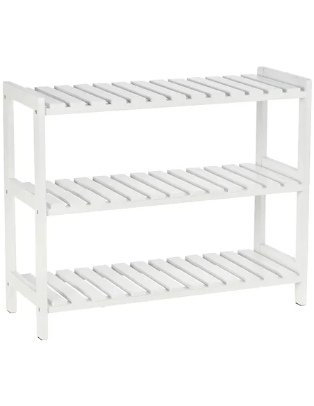 HOMCOM 3-Tier Shoe Rack Wood Frame Slatted Shelves Spacious Open Hygienic Storage Home Hallway Furniture Family Guests 70L x 26W