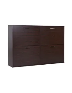 HOMCOM Wooden Modern Design 4 Drawer Shoes Cabinet Pull Down Shelf Storage Organiser Entrance Hallway Furniture - Dark Brown