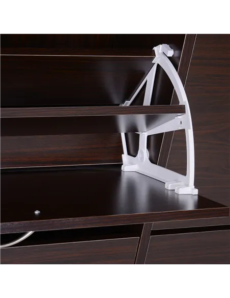 HOMCOM Wooden Modern Design 4 Drawer Shoes Cabinet Pull Down Shelf Storage Organiser Entrance Hallway Furniture - Dark Brown