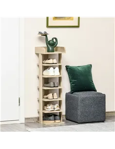 HOMCOM 7 Tier Shoe Rack Organizer Storage Shelf Wooden Display Cabinet for Entryway Living Room Bedroom Oak 2