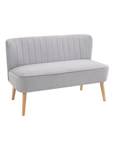 HOMCOM Modern Velvet Double Seat Sofa w/ Wood Frame Foam Padding High Back Soft Comfortable Compact Couch Grey