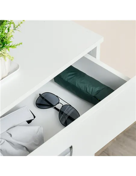 HOMCOM Shoe Cabinet, Slim Shoe Storage Cabinet with Drawer, 2 Flip-up Doors and Adjustable Shelf, Narrow Shoe Cupboard for 16 Pa