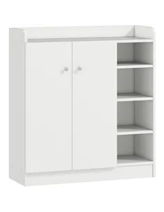 HOMCOM Shoe Storage Cabinet  Two Doors w/ Adjustable 4 Shelves Cupboard Footwear Rack Stand Organiser Hallway White