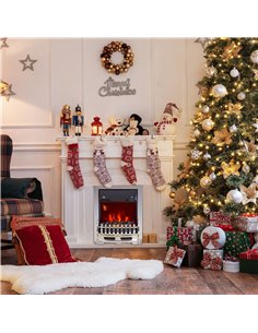 HOMCOM Contemporary Electric Fireplace Coal Burning Flame Effect Inset Fire Place Space Heater Glass View LED Lighting with Remo 2