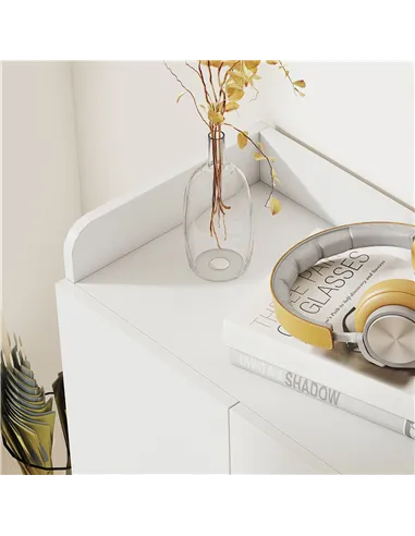 HOMCOM Shoe Storage Cabinet  Two Doors w/ Adjustable 4 Shelves Cupboard Footwear Rack Stand Organiser Hallway White