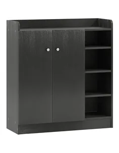 HOMCOM Shoe Storage Cabinet with Adjustable Shelves - Black