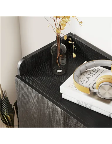 HOMCOM Shoe Storage Cabinet with Adjustable Shelves - Black