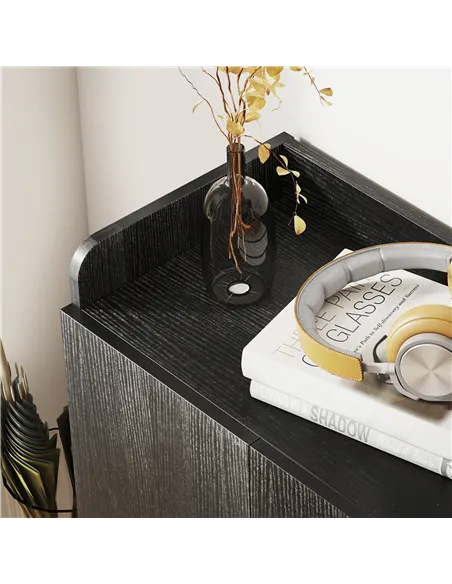 HOMCOM Shoe Storage Cabinet with Adjustable Shelves - Black