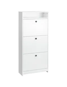 HOMCOM Narrow Shoe Cabinet with 3 Flip Doors, 14-18 Pairs Shoe Cupboard with Open Shelf for Slim Hallway and Entryway, 24 x 60 x