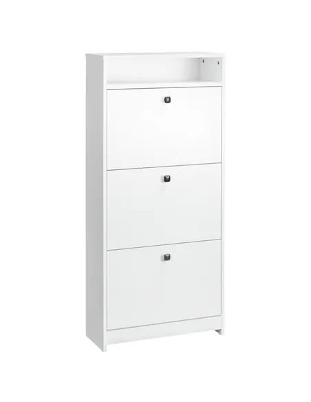 HOMCOM Narrow Shoe Cabinet with 3 Flip Doors, 14-18 Pairs Shoe Cupboard with Open Shelf for Slim Hallway and Entryway, 24 x 60 x