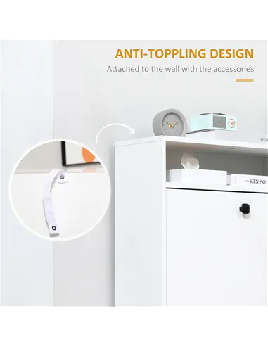 HOMCOM Narrow Shoe Cabinet with 3 Flip Doors, 14-18 Pairs Shoe Cupboard with Open Shelf for Slim Hallway and Entryway, 24 x 60 x