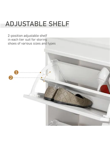 HOMCOM Shoe Cabinet with 4 Flip Drawers Wood Tipping Bucket Narrow Storage Cupboard with Adjustable Shelf Hall Organizer for Ent