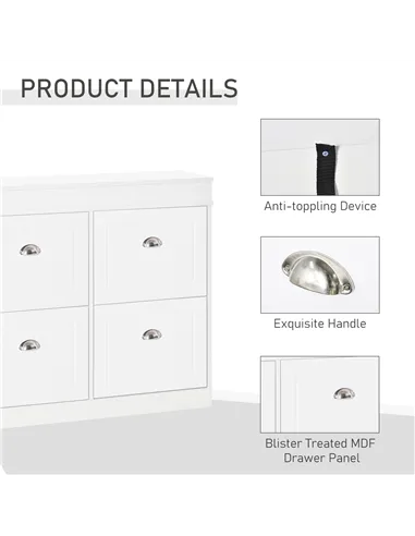 HOMCOM Shoe Cabinet with 4 Flip Drawers Wood Tipping Bucket Narrow Storage Cupboard with Adjustable Shelf Hall Organizer for Ent