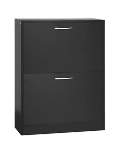 HOMCOM 2 Drawer Shoe Cabinet, Narrow Shoe Storage Cabinet with Flip Doors and Adjustable Shelves, Slim Shoe Cupboard for 12 Pair
