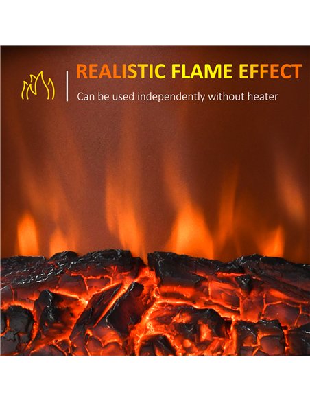 HOMCOM Contemporary Electric Fireplace Coal Burning Flame Effect Inset Fire Place Space Heater Glass View LED Lighting with Remo