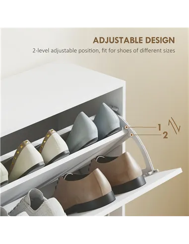 HOMCOM Wooden Modern Design 4 Drawer Shoes Cabinet Pull Down Shelf Storage Organiser - White