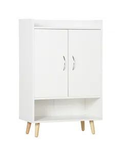 HOMCOM Modern Shoe Cabinet Storage Organizer with Doors and Shelves for Hallway & Entryway, 60L x 30W x 92Hcm, White