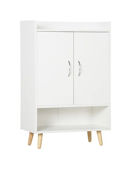 HOMCOM Modern Shoe Cabinet Storage Organizer with Doors and Shelves for Hallway & Entryway, 60L x 30W x 92Hcm, White