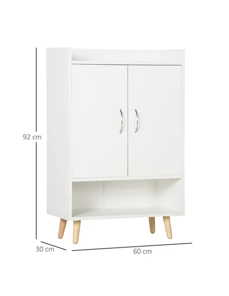 HOMCOM Modern Shoe Cabinet Storage Organizer with Doors and Shelves for Hallway & Entryway, 60L x 30W x 92Hcm, White