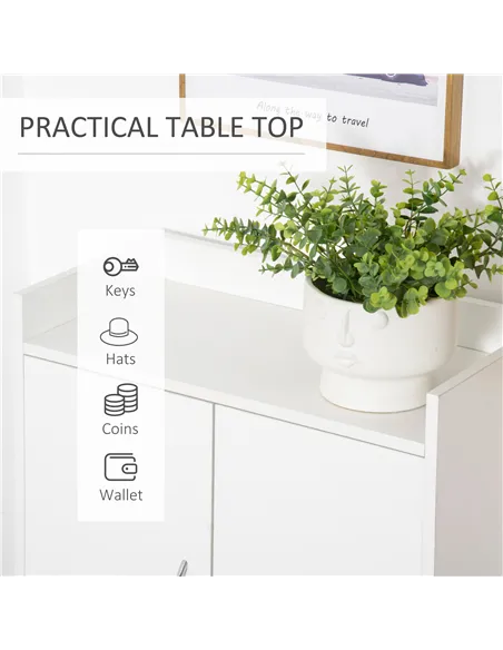 HOMCOM Modern Shoe Cabinet Storage Organizer with Doors and Shelves for Hallway & Entryway, 60L x 30W x 92Hcm, White