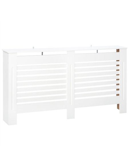 HOMCOM Radiator Cover, Modern MDF White Painted Cabinet with Horizontal Slats for Living Room, Bedroom, 172L x 19W x 81H cm