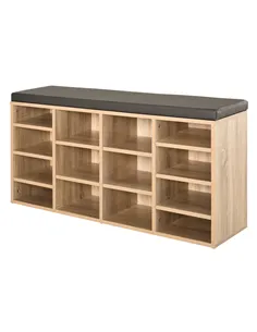 HOMCOM Multi-Storage Shoe Rack w/ 14 Compartments Cushion Moving Shelves Solid Frame Foot Pads Home Office Tidy Organisation Boo