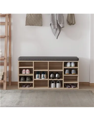 HOMCOM Multi-Storage Shoe Rack w/ 14 Compartments Cushion Moving Shelves Solid Frame Foot Pads Home Office Tidy Organisation Boo