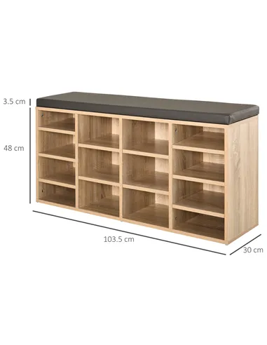 HOMCOM Multi-Storage Shoe Rack w/ 14 Compartments Cushion Moving Shelves Solid Frame Foot Pads Home Office Tidy Organisation Boo