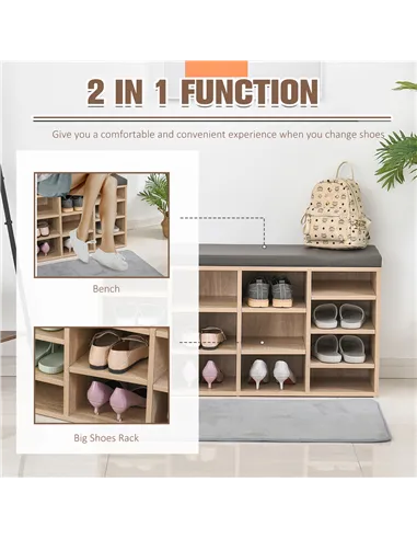 HOMCOM Multi-Storage Shoe Rack w/ 14 Compartments Cushion Moving Shelves Solid Frame Foot Pads Home Office Tidy Organisation Boo
